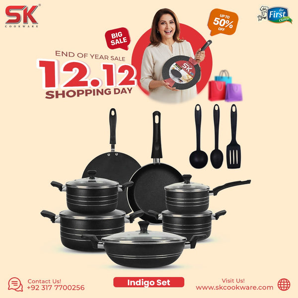 15 Pieces Non-Stick Indigo Gift Pack Set - Black
