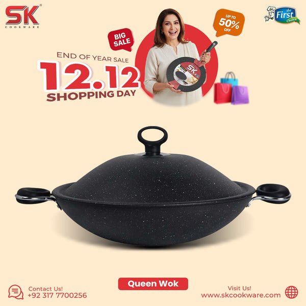Non Stick Marble Coated Queen Wok