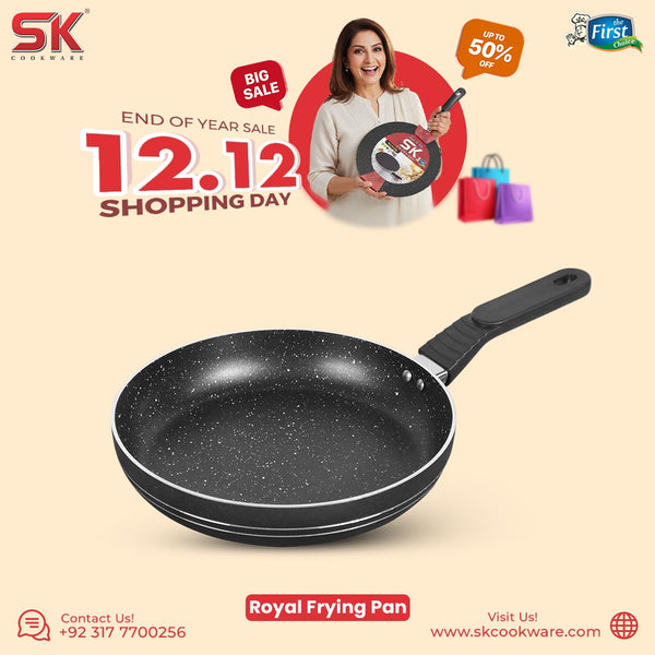 Black Marble Coated Royal Frying Pan