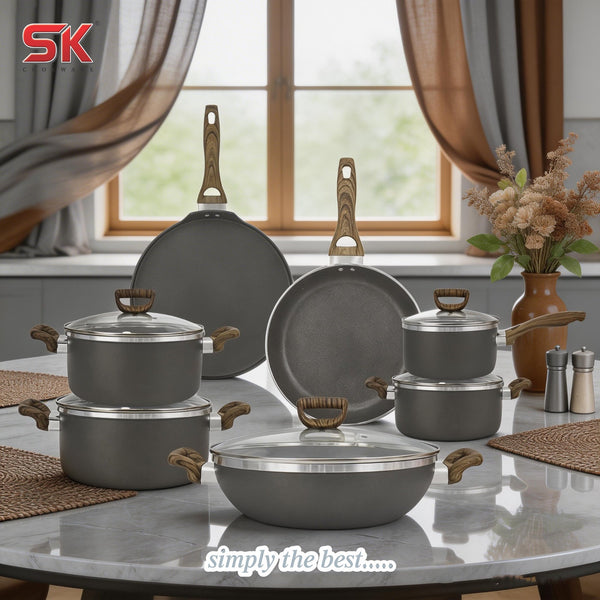 16 Pieces Non Stick Daffodil Gift Pack Set Soft Touch Wooden Texture Handle