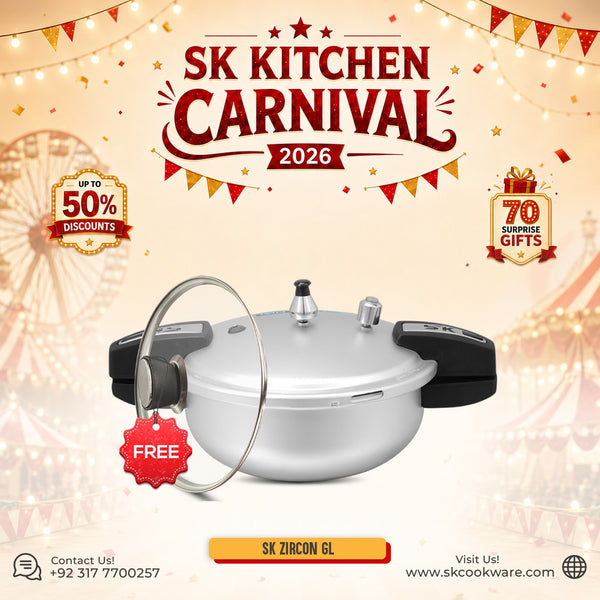 7 Liter 2-in-1 Anodized Zircon Wok Pressure Cooker with Free Glass Lid