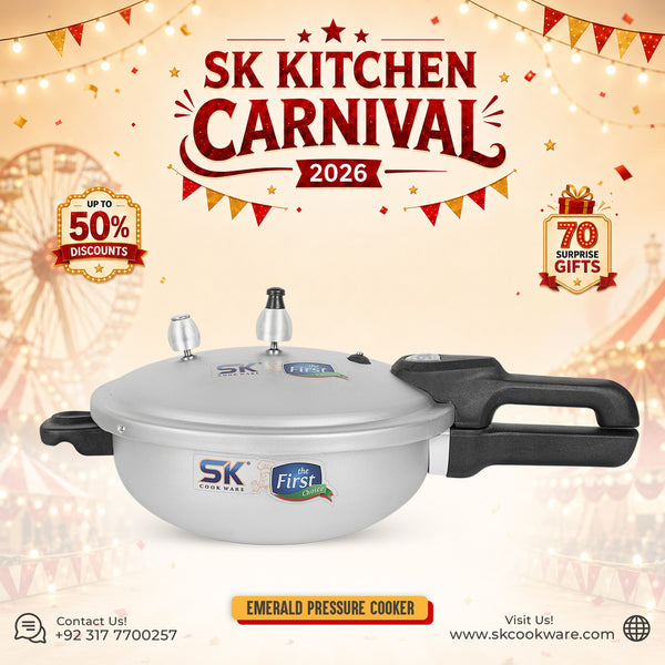 4 Liter Emerald 2-in-1 Aluminum Pressure Cooker & Karahi/Wok
