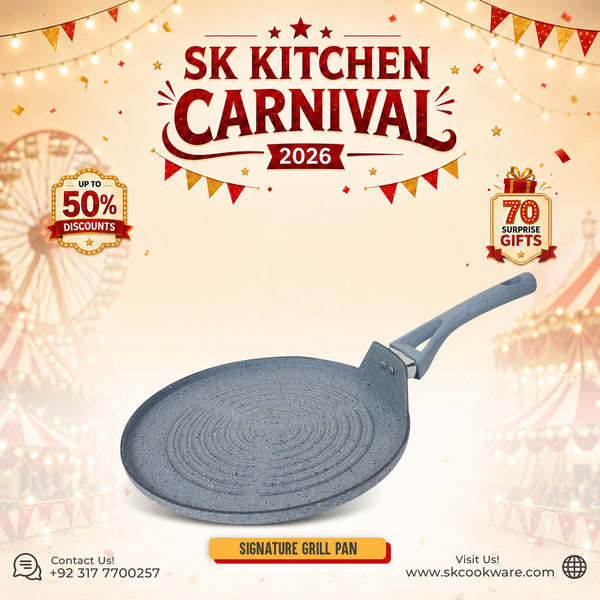 Non-Stick Marble Coated Signature Grill Pan | Round Shape