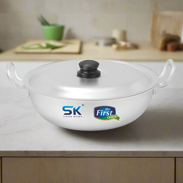 Aluminum Heavy Gauged Anodized Round Wok/Karahi - Skcookware
