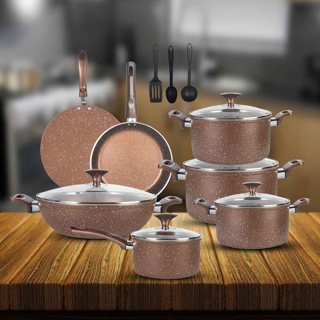 15 Pieces Marble Coated Gift Pack Daisy Light Cookware Set - Skcookware