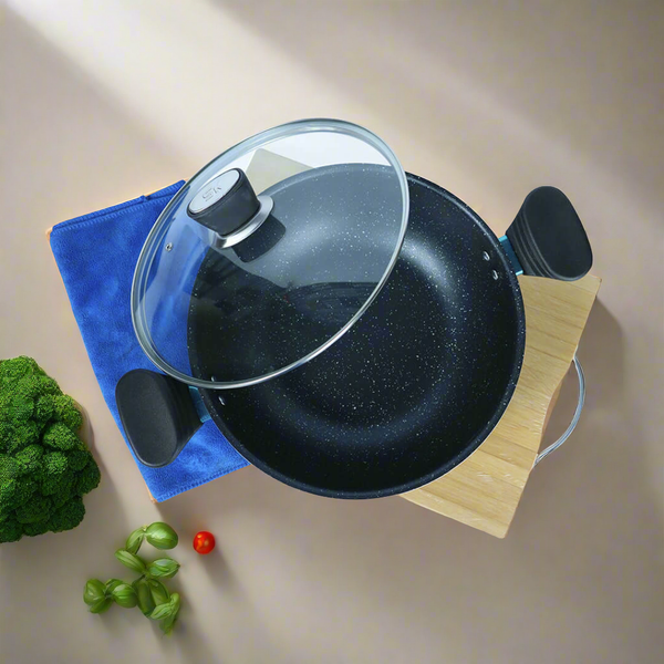 Non Stick Marble Coated Wok Black - Skcookware