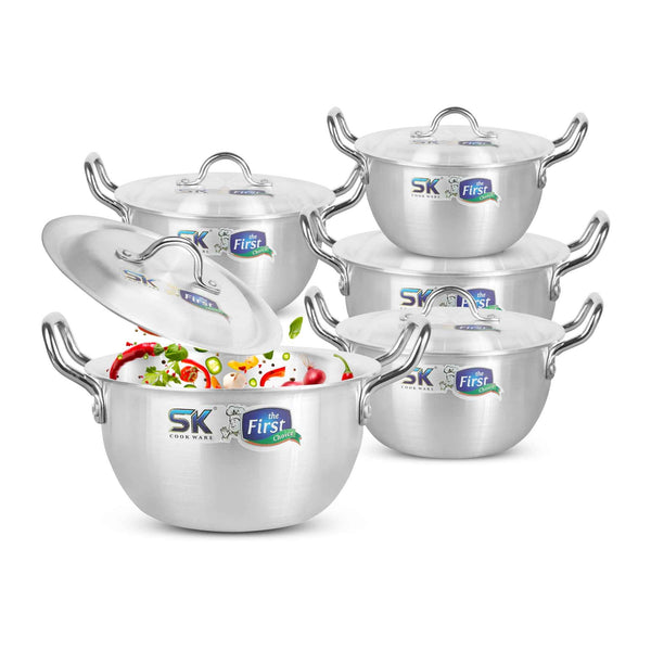 10 Pieces Aluminum Heavy Gauged Metal Finish Casserole Tempo Set 2/6 - Skcookware