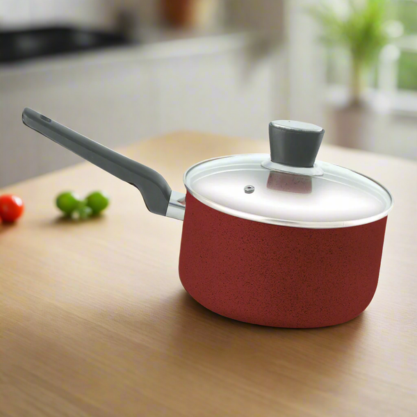 Maroon Non Stick Marble Coated Saucepan - Skcookware
