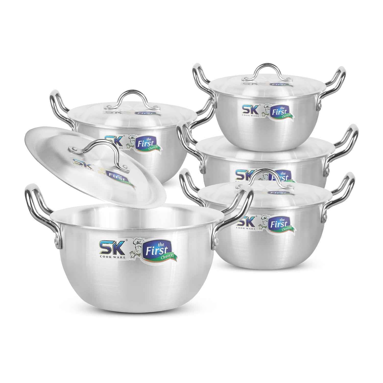 10 Pieces Aluminum Heavy Gauged Metal Finish Casserole Tempo Set 2/6 - Skcookware