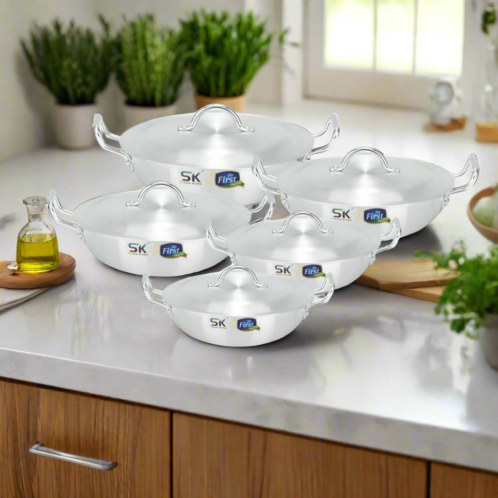 10 Pieces Heavy Gauged Metal Finish Aluminum Wok Gift Set - Skcookware