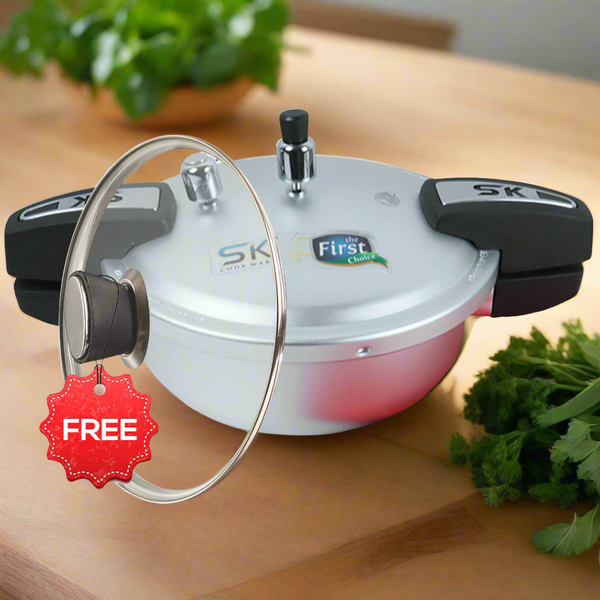 7 Liter 2-in-1 Anodized Zircon Wok Pressure Cooker with Free Glass Lid - Skcookware