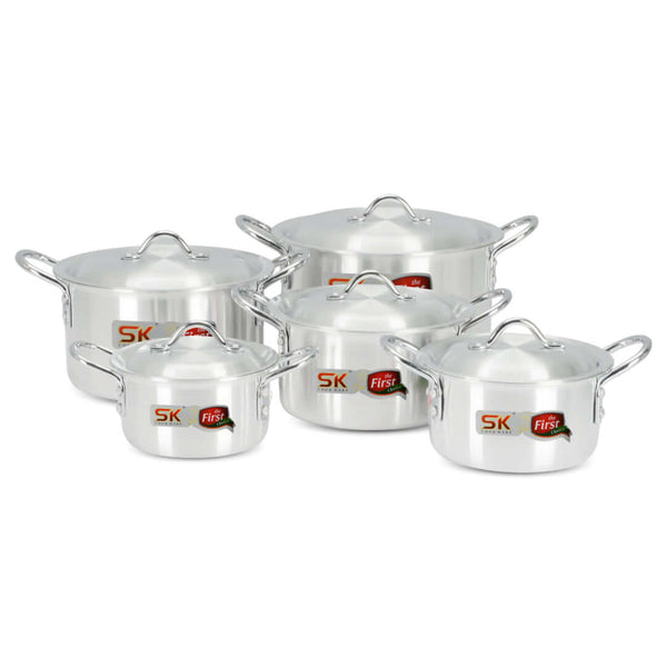 10 Pieces Aluminum Shine Casserole Set - 19 to 28 cm - Skcookware