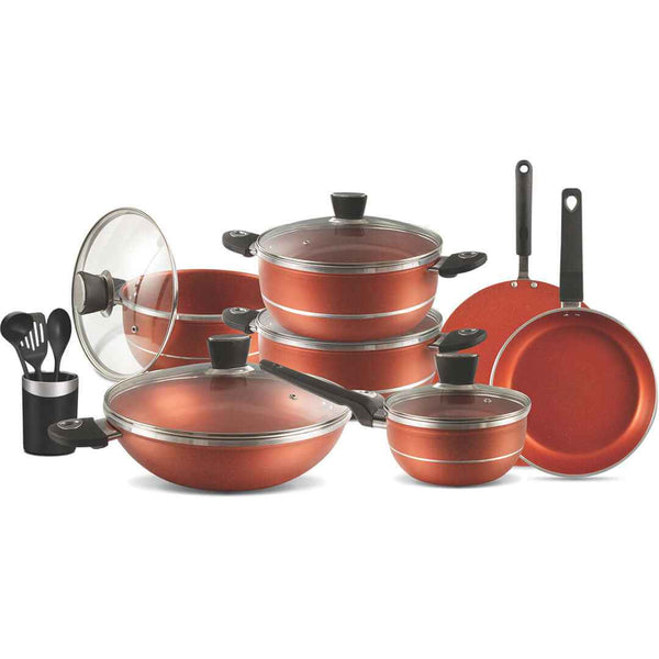 16 Pieces Marble Coated Gift Pack Daisy Cookware Set - Copper - Skcookware