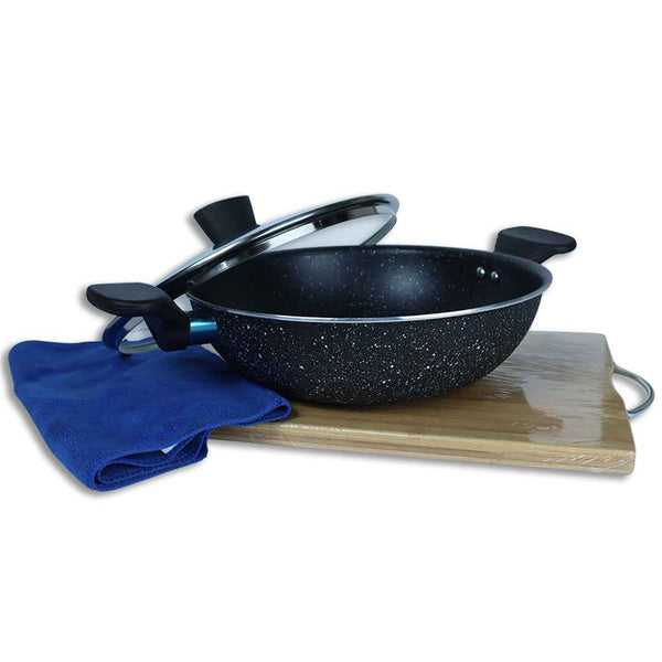 Non Stick Marble Coated Wok Black - Skcookware