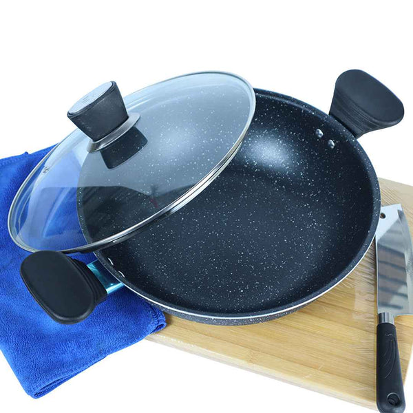 Non Stick Marble Coated Wok Black - Skcookware