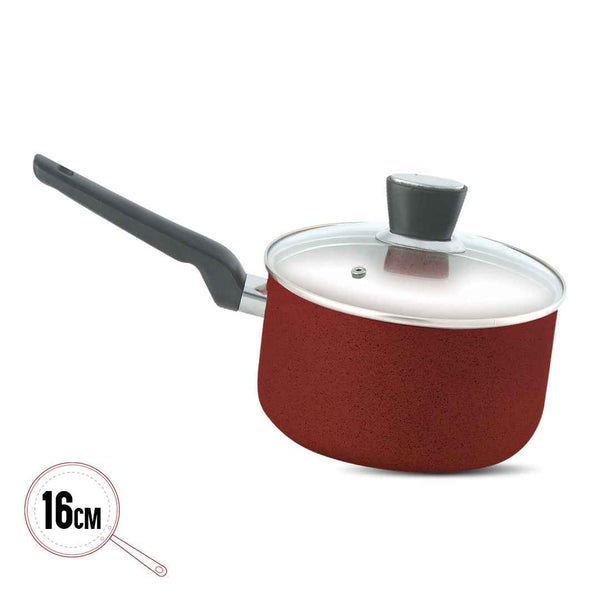 Maroon Non Stick Marble Coated Saucepan - Skcookware