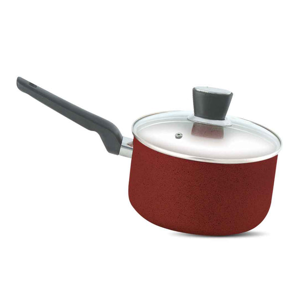 Maroon Non Stick Marble Coated Saucepan - Skcookware