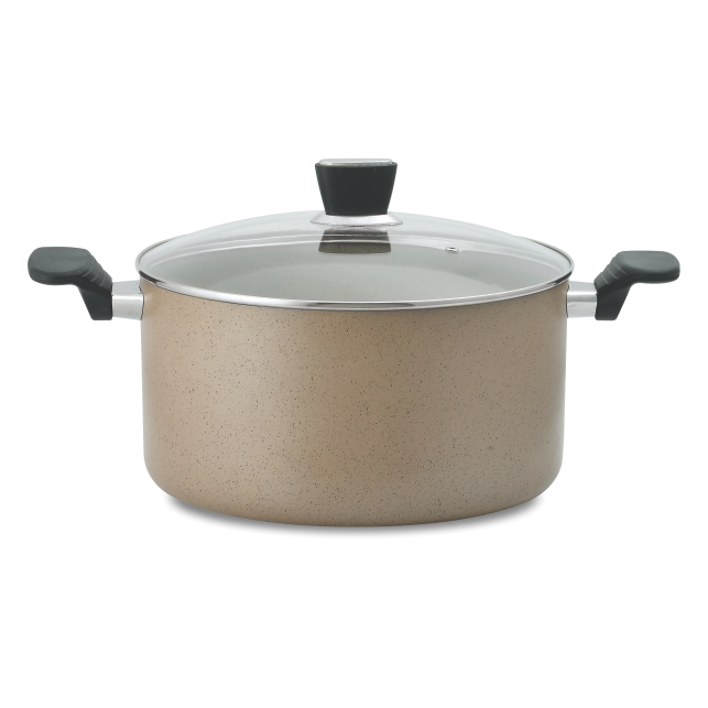 18 Pieces Non Stick Marble Coated Supreme Gift Pack Set Beige - Skcookware