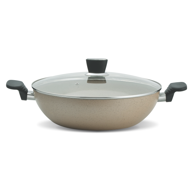 18 Pieces Non Stick Marble Coated Supreme Gift Pack Set Beige - Skcookware