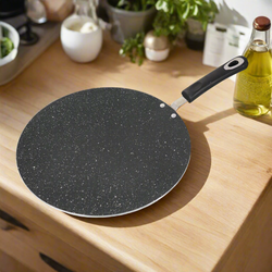 30cm Marble Coated Classic 6G Tawa/ Griddle/ Paratha Pan - Black