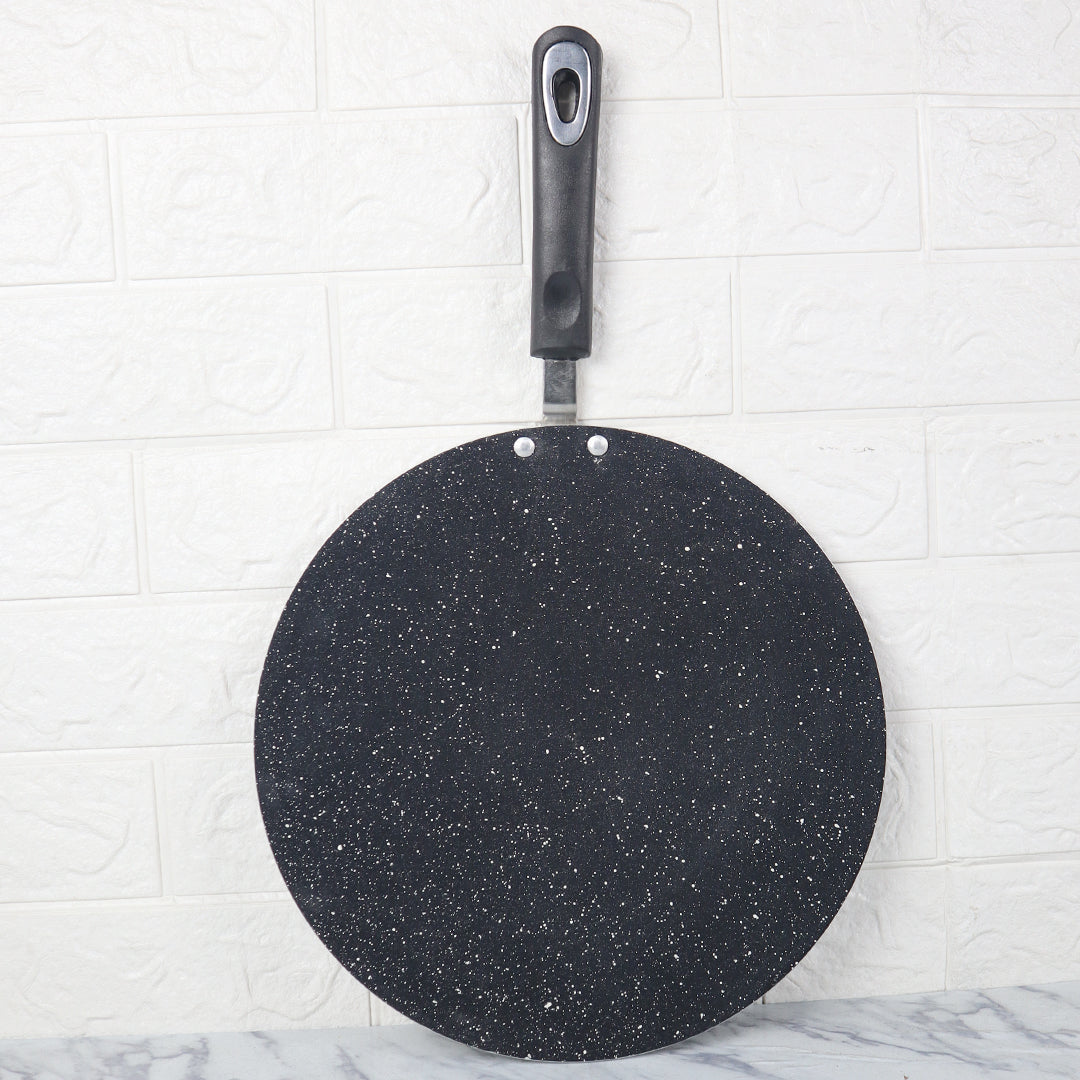 30cm Marble Coated Classic 6G Tawa/ Griddle/ Paratha Pan - Black