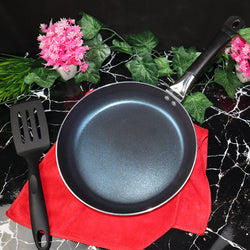 Mirror Polish Aluminum Steno Frying Pan inside Marble Coat - Maroon