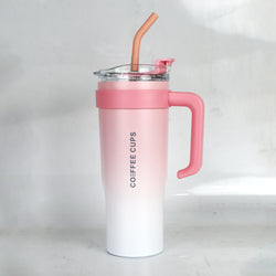 Insulated Stainless Steel Tumbler with Handle & Straw - B1