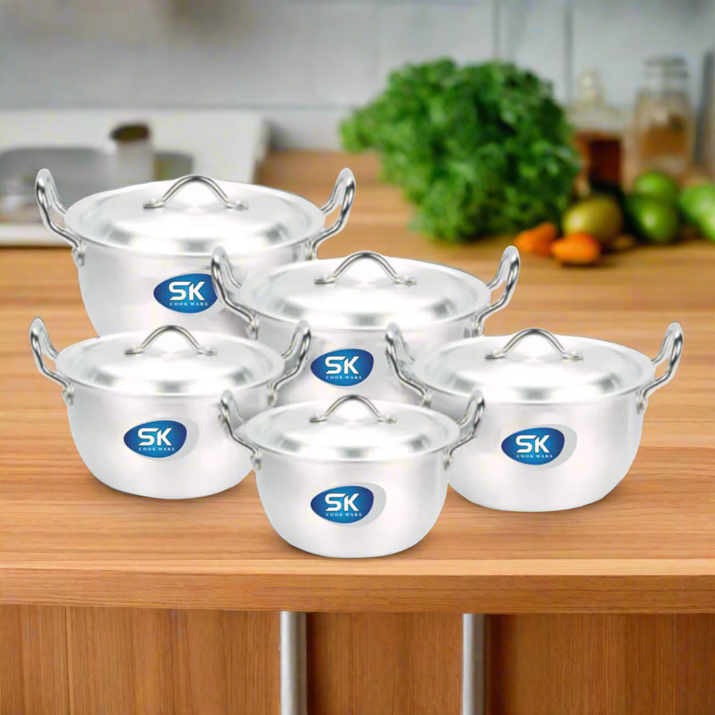10 Pieces Aluminum Heavy Gauged Metal Finish Casserole Tempo Set 1/5 - skcookware