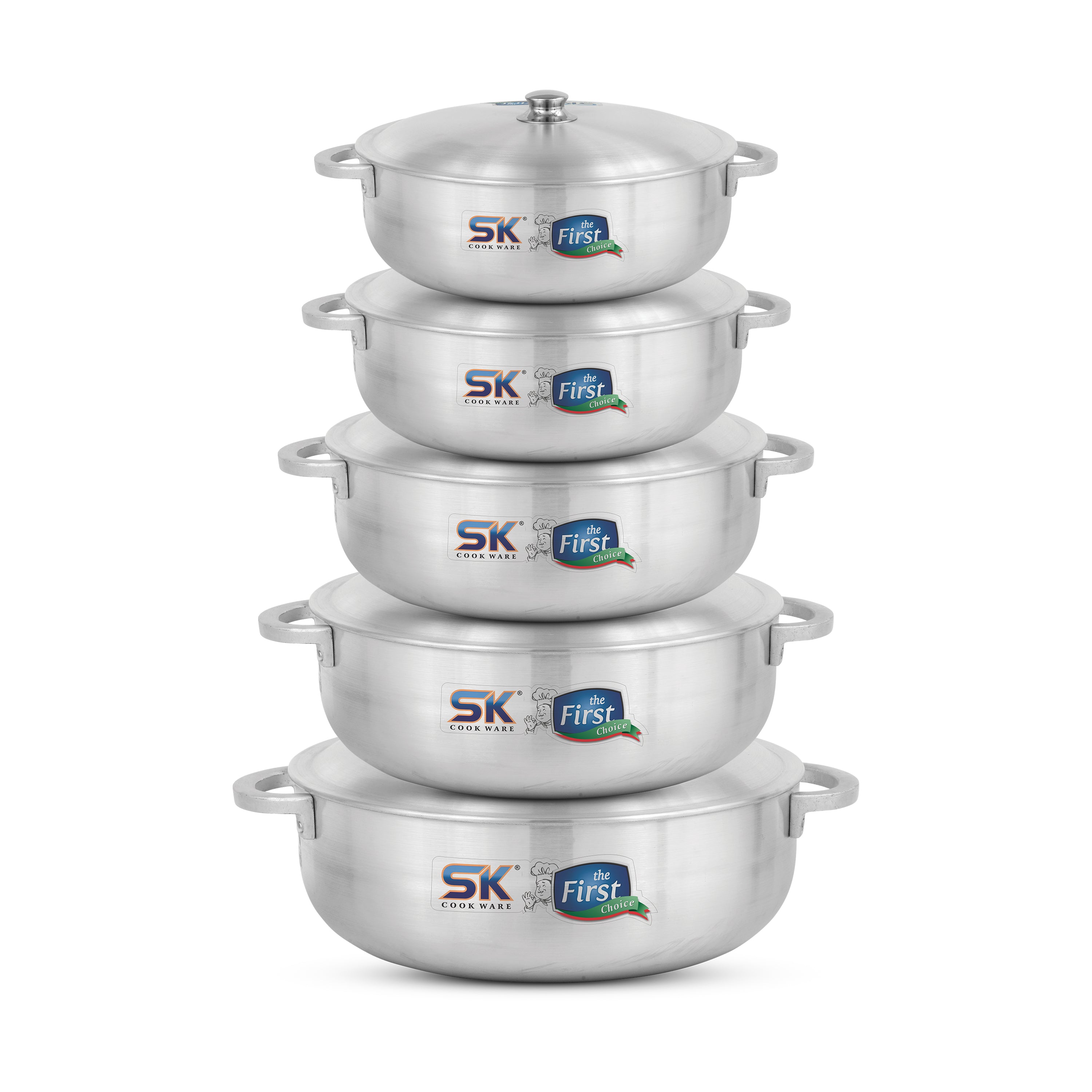 SK Export Quality Cooking Pot / Caldero Pot Set With Aluminum Lid -Metal Finish