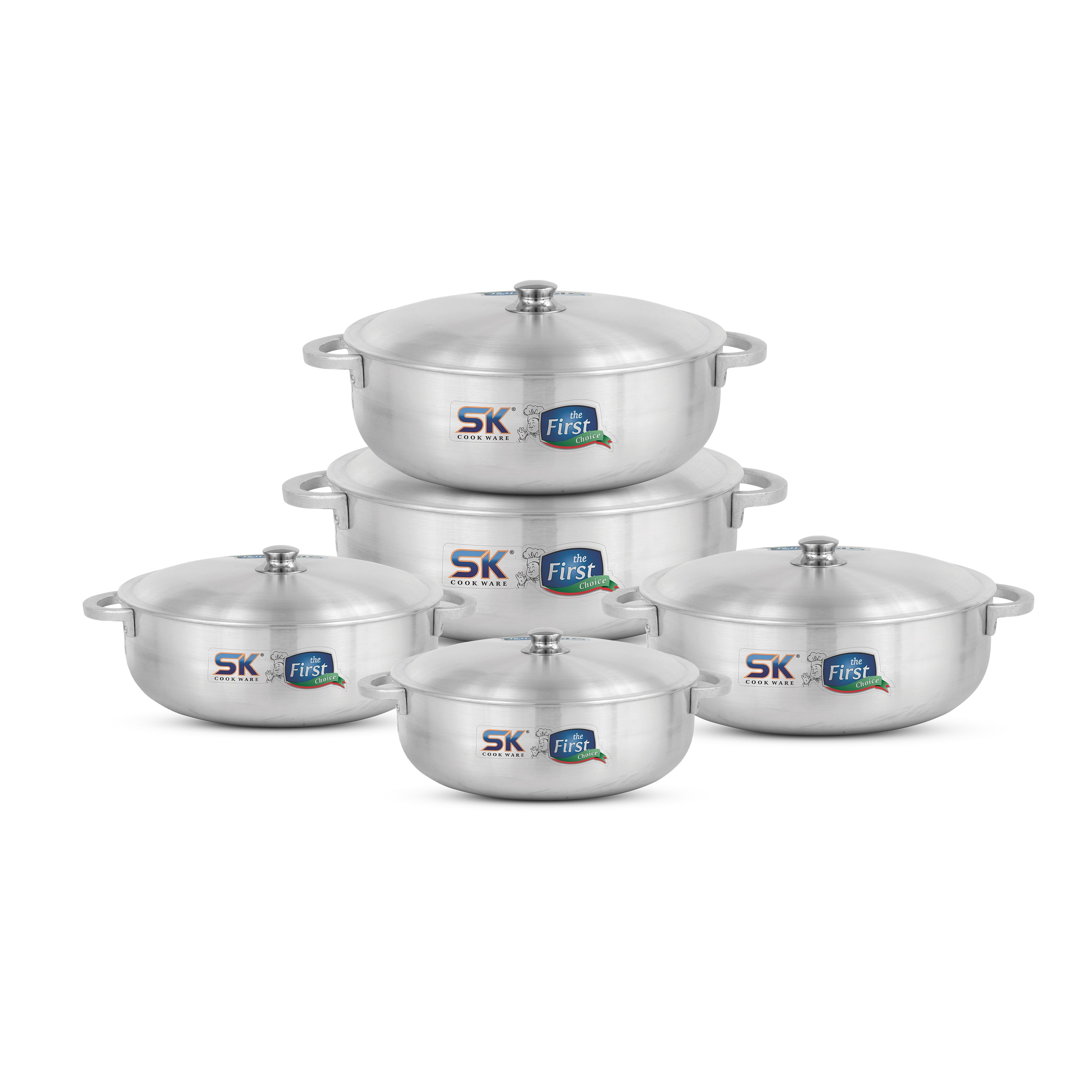 SK Export Quality Cooking Pot / Caldero Pot Set With Aluminum Lid -Metal Finish