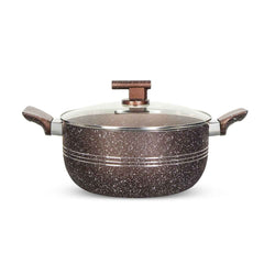 10 Pieces Non Stick Marble Coated Innovant Casserole (Daigchi/Baigona) Set - Chocolate - Skcookware