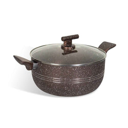 10 Pieces Non Stick Marble Coated Innovant Casserole (Daigchi/Baigona) Set - Chocolate - Skcookware