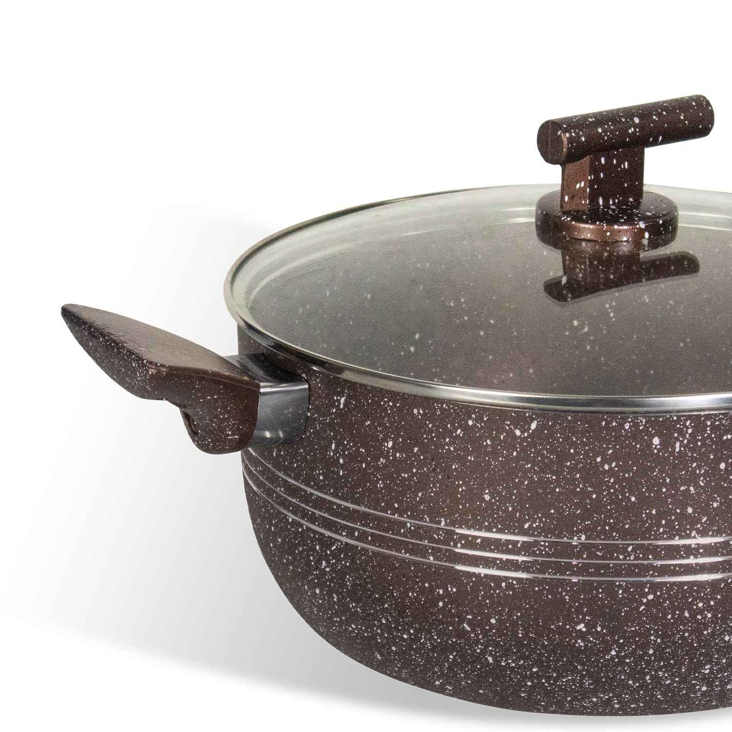 10 Pieces Non Stick Marble Coated Innovant Casserole (Daigchi/Baigona) Set - Chocolate - Skcookware