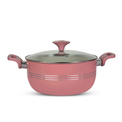 10 Pieces Non Stick Marble Coated Innovant Casserole (Daigchi/Baigona) Set - Pink - Skcookware