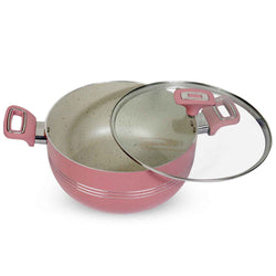 10 Pieces Non Stick Marble Coated Innovant Casserole (Daigchi/Baigona) Set - Pink - Skcookware