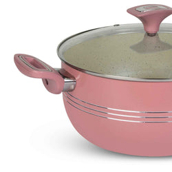 10 Pieces Non Stick Marble Coated Innovant Casserole (Daigchi/Baigona) Set - Pink - Skcookware