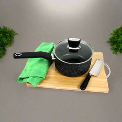 Black Marble Coated Sauce Pan