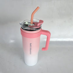 Insulated Stainless Steel Tumbler with Handle & Straw - B1