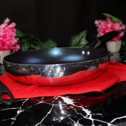 Mirror Polish Aluminum Steno Frying Pan inside Marble Coat - Maroon