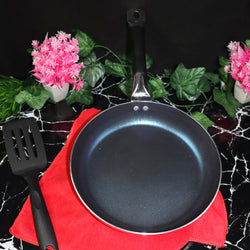 Mirror Polish Aluminum Steno Frying Pan inside Marble Coat - Black