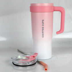 Insulated Stainless Steel Tumbler with Handle & Straw - B1