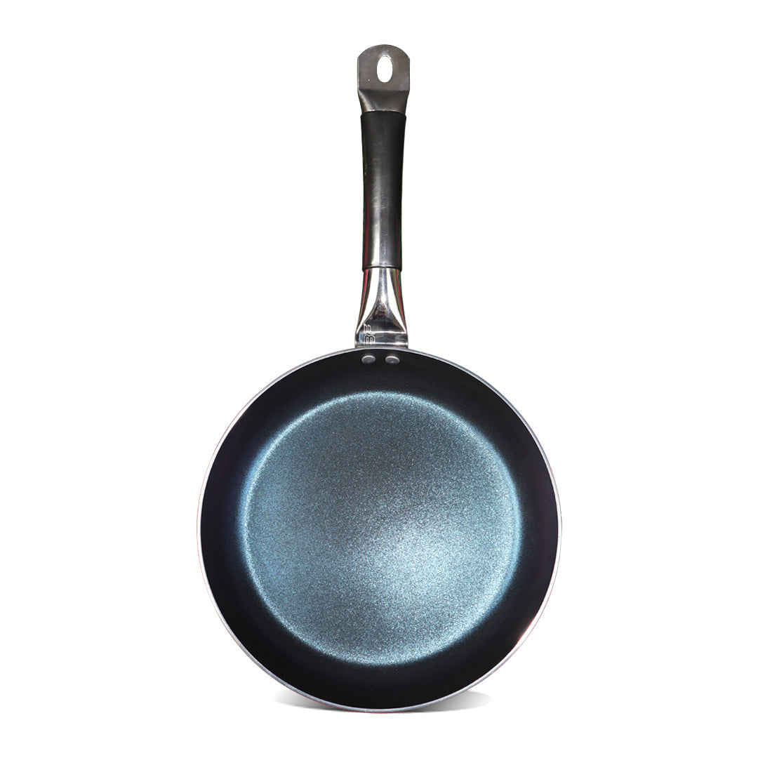Mirror Polish Aluminum Steno Frying Pan inside Marble Coat - Black