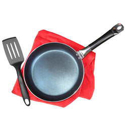 Mirror Polish Aluminum Steno Frying Pan inside Marble Coat - Black