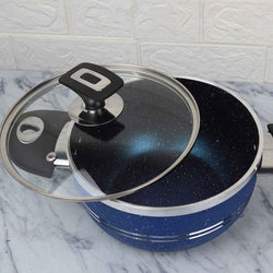 16 Pieces Marble Coated Gift Pack Daisy Cookware Set - Blue - Skcookware