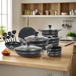 17 Pieces Non-Stick Galaxy Gift Pack Set - Black - Skcookware