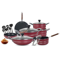 17 Pieces Non-Stick Galaxy Gift Pack Set - Red - Skcookware