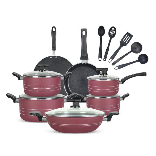 17 Pieces Non-Stick Indigo Gift Pack Set - Maroon