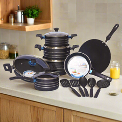 17 Pieces Non-Stick Turquoise Gift Pack Set - Black