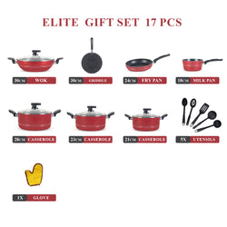 17 Pieces Non-Stick Marble Coat Elite Gift Pack Set