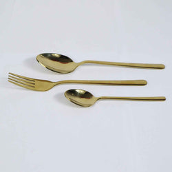 18 Pieces Set of Golden Stainless Steel Spoons - 14 Gauged - Skcookware